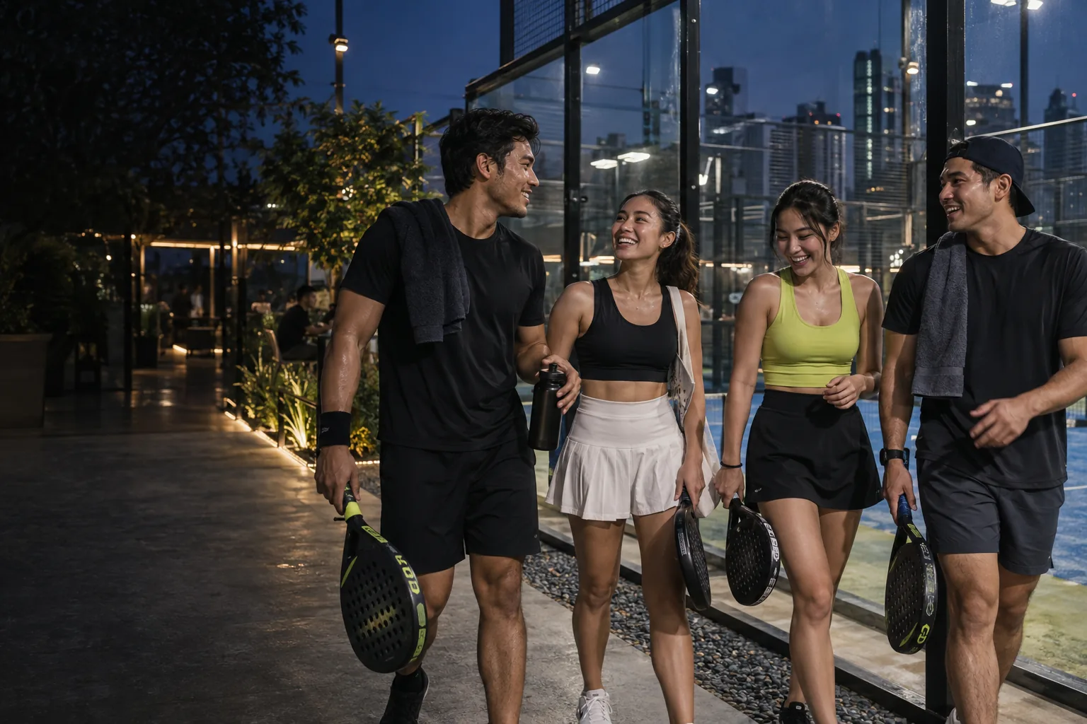 Komunitas Padelectrizen setelah bermain di lapangan padel