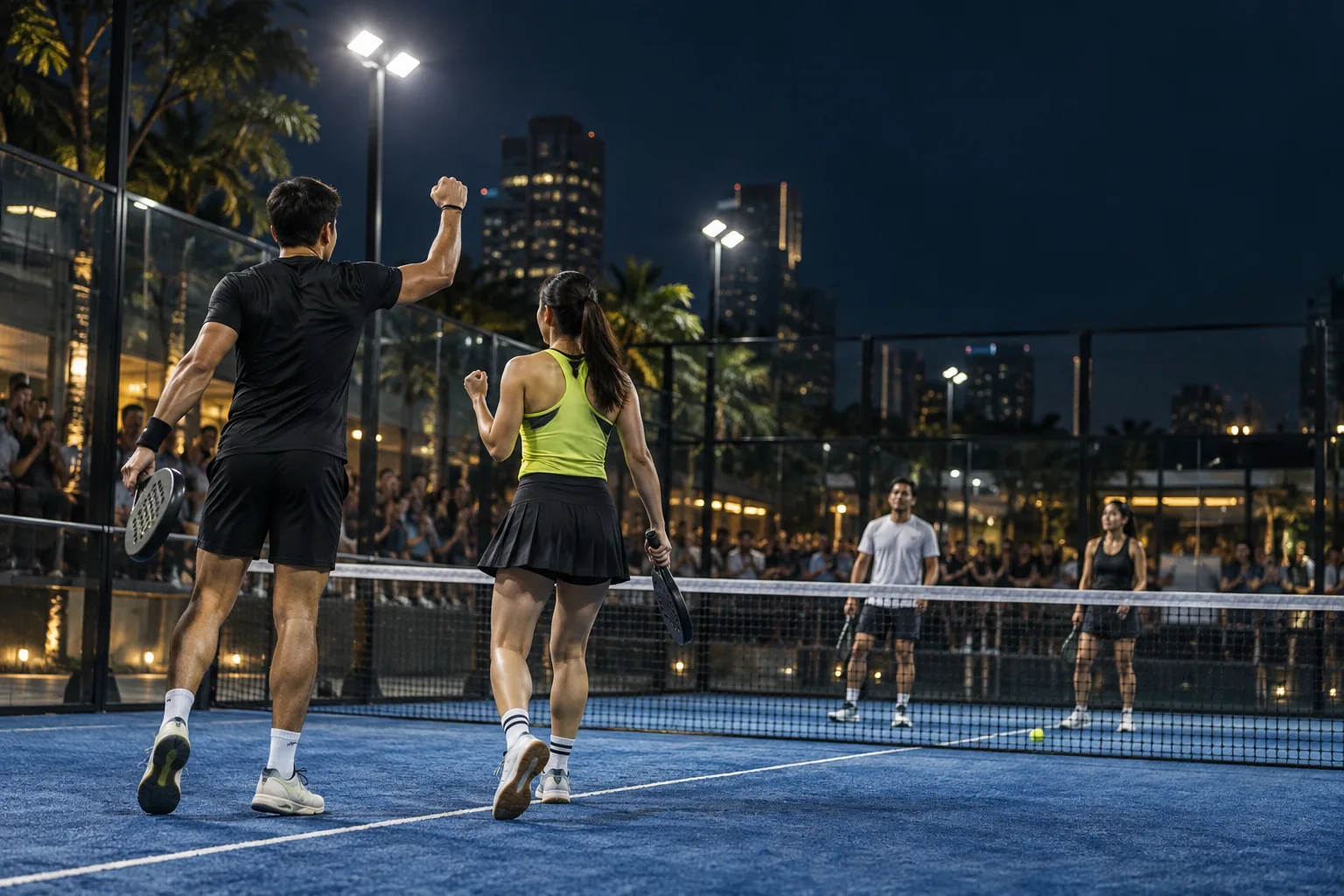 Pertandingan turnamen padel malam hari